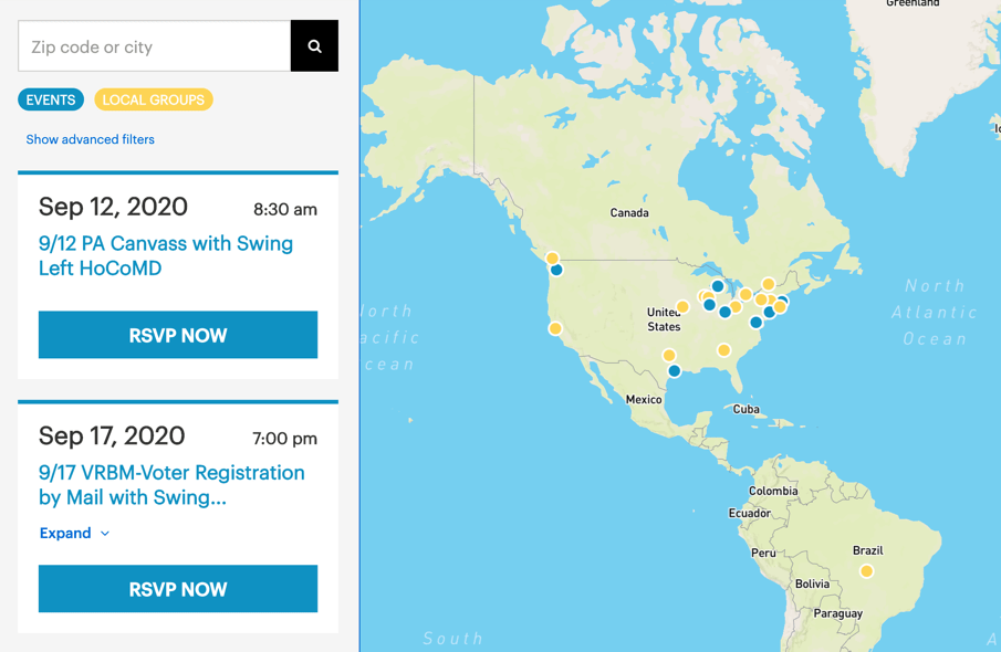 A map of distributed events